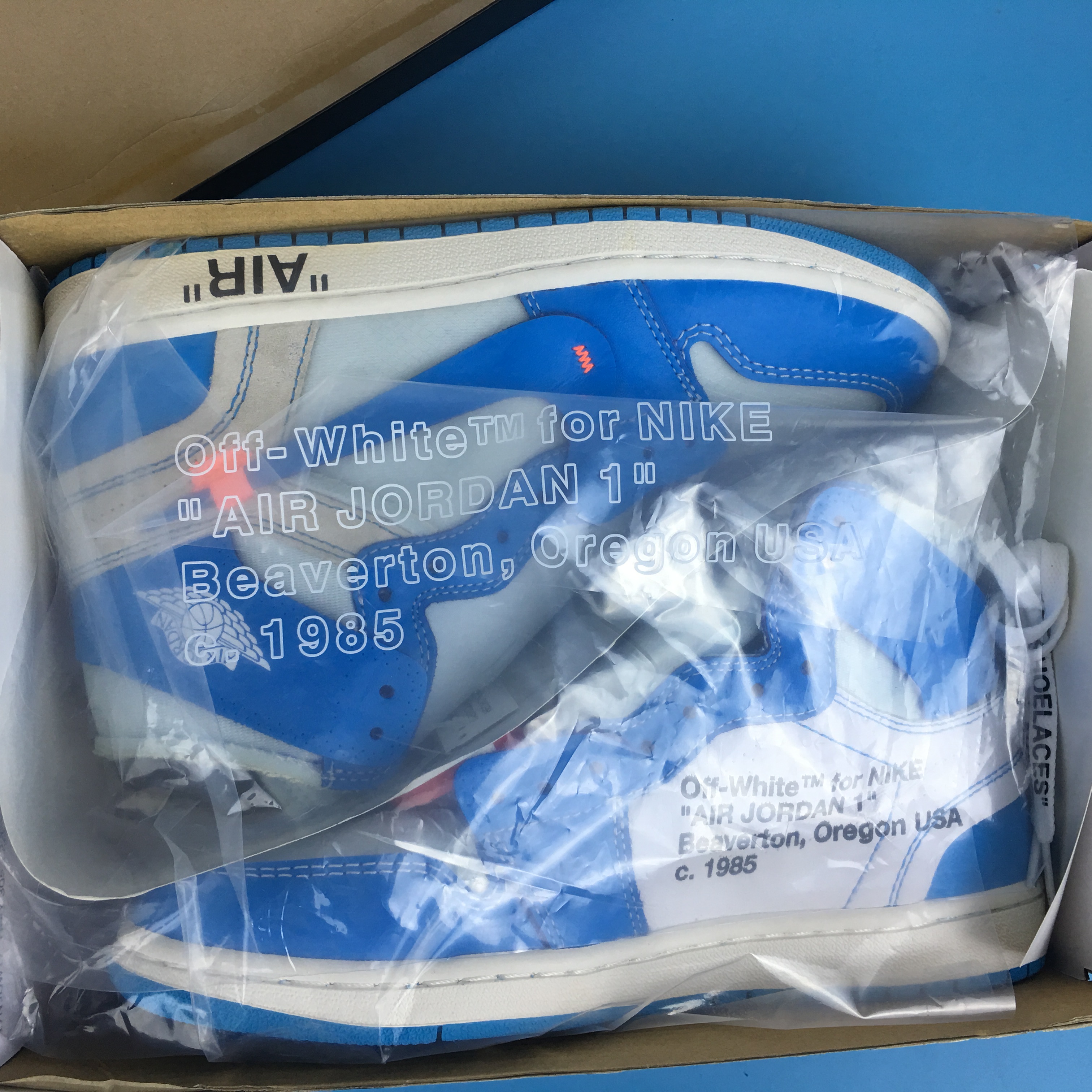 OFF-WHITE x Air Jordan 1 Powder Blue Shoes - Click Image to Close